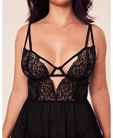 Adore Me Plus Rae Unlined Babydoll & G-String Set Lingerie