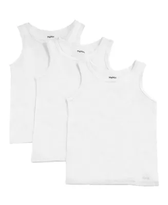 3 Pack Boy's Shorter White Cotton Blend Tank Top Toddler|Child