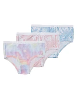 3 Pack Girl's Printed Cotton Briefs Toddler|Child - (Asst-F) Blue Tiedye-Blushtie