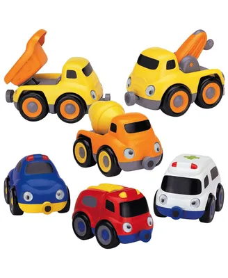 Small World Toys Emergency & Construction Truck Tailgate Trios - Set of 6