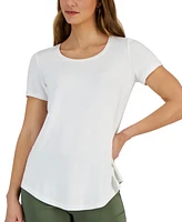 Jm Collection Women's Solid Scoop-Neck Short Sleeve Top