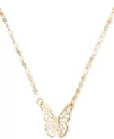 Butterfly Openwork 18" Pendant Necklace in 10k Gold