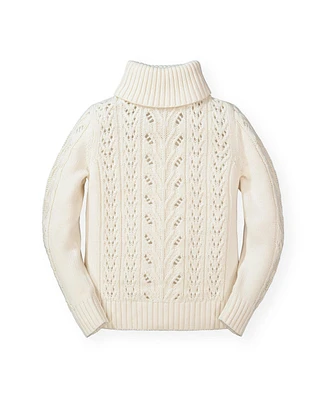Hope & Henry Girls' Organic Cotton Pointelle Turtleneck Sweater, Kids
