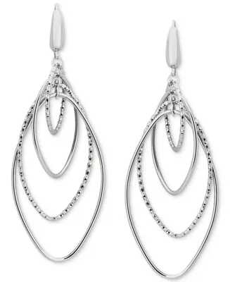 Navette Orbital Drop Earrings in 14k White Gold