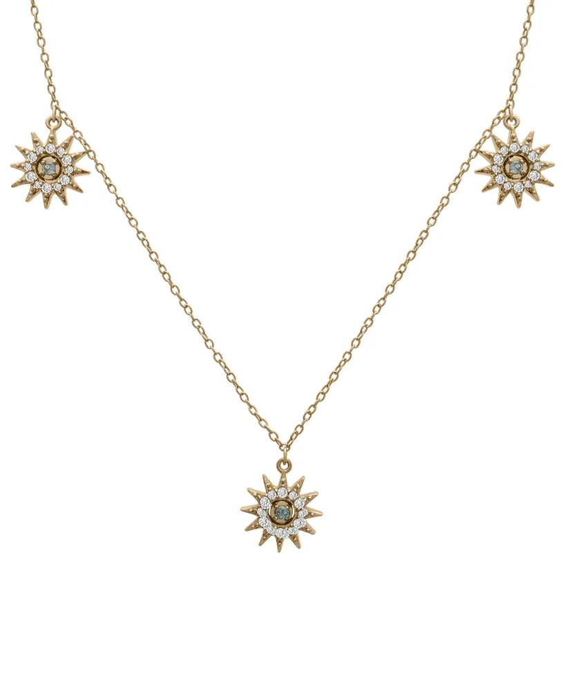 London Blue Topaz (1/10 ct. t.w.) & Lab-grown White Sapphire (1/3 ct. t.w.) Dangle Star Statement Necklace in 14k Gold