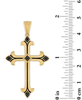 Esquire Men's Jewelry Black Cubic Zirconia Cross Pendant in 14k Gold-Plated Sterling Silver, Created for Macy's