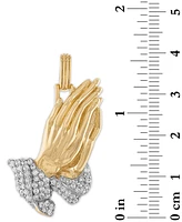 Esquire Men's Jewelry Cubic Zirconia Two-Tone Praying Hands Pendant in Sterling Silver & 14k Gold-Plate, Created for Macy's