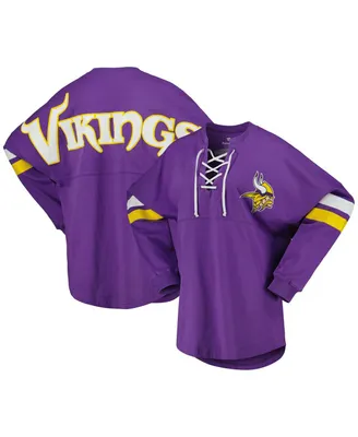 Women's Fanatics Purple Minnesota Vikings Spirit Jersey Lace-Up V-Neck Long Sleeve T-shirt