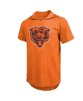 Men's Fanatics Justin Fields Orange Chicago Bears Player Name and Number Tri-Blend Short Sleeve Hoodie T-shirt