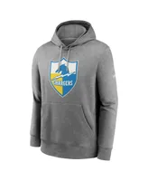 Men's Nike Heathered Gray Los Angeles Chargers Rewind Club Fleece Pullover Hoodie