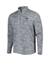 Men's Antigua Gray Dallas Cowboys Brigade Throwback Quarter-Zip Top