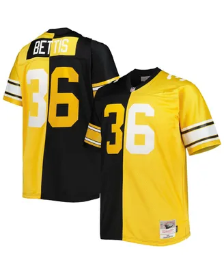 Men's Mitchell & Ness Jerome Bettis Black and Gold Pittsburgh Steelers Big Tall Split Legacy Retired Player Replica Jersey