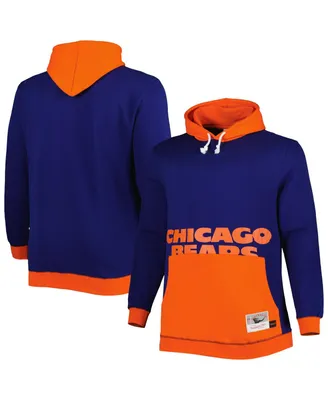 Men's Mitchell & Ness Navy and Orange Chicago Bears Big Tall Face Pullover Hoodie