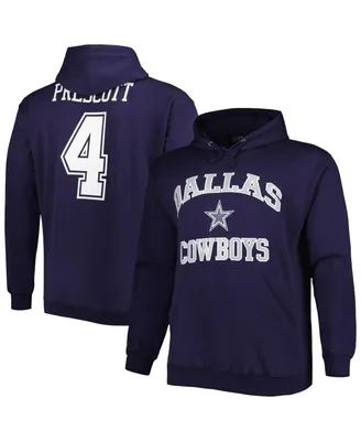 Men's Dak Prescott Navy Dallas Cowboys Big and Tall Fleece Name and Number Pullover Hoodie