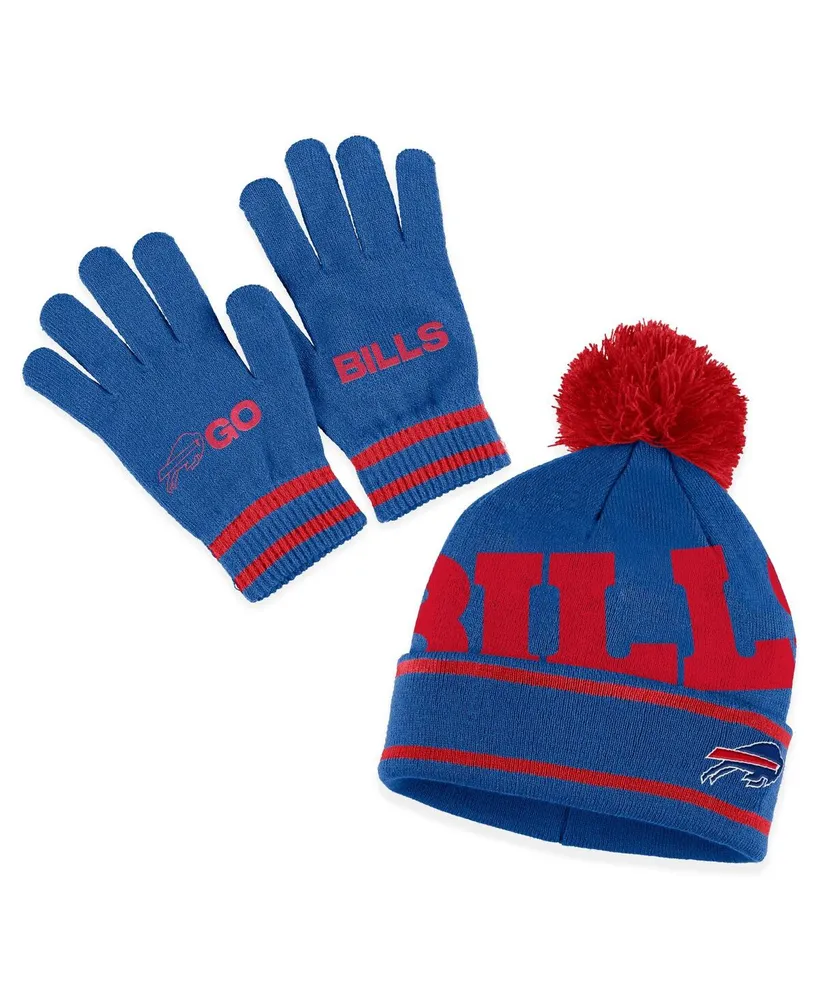 Wear By Erin Andrews Women's Wear by Erin Andrews Royal Buffalo Bills  Double Jacquard Cuffed Knit Hat with Pom and Gloves Set