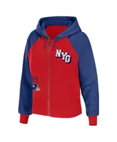 Women's Wear by Erin Andrews Red New York Giants Colorblock Full-Zip Hoodie