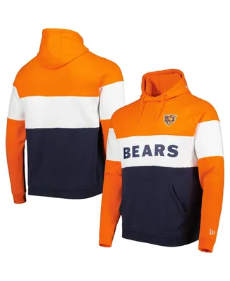 Men's New Era Navy and Orange Chicago Bears Colorblock Throwback Pullover Hoodie