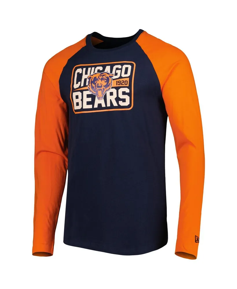 Men's New Era Navy Chicago Bears Current Raglan Long Sleeve T-shirt