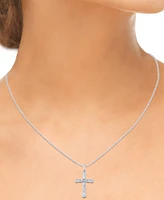 Diamond Round & Baguette Cross 18" Pendant Necklace (1/2 ct. t.w.)