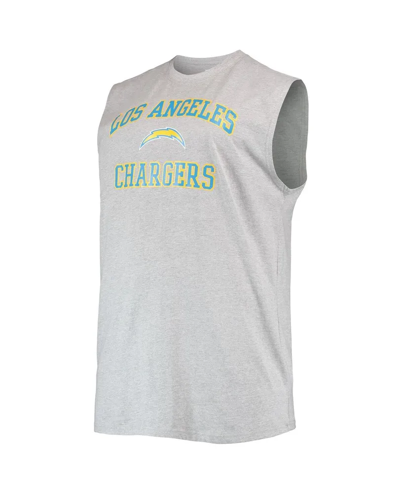 Men's Justin Herbert Heathered Gray Los Angeles Chargers Big and Tall Player Name and Number Muscle Tank Top