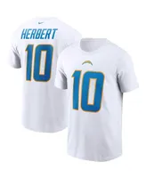 Men's Nike Justin Herbert White Los Angeles Chargers Name and Number T-shirt