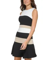 Tommy Hilfiger Women's Colorblocked Scuba Crepe Sleeveless Dress