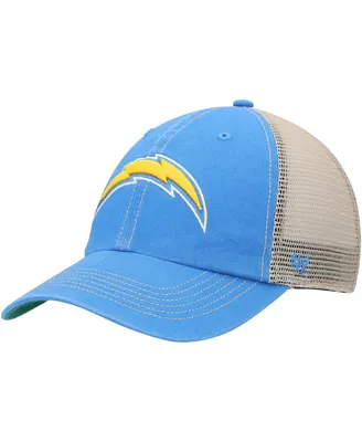 Men's '47 Brand Powder Blue, Natural Los Angeles Chargers Trawler Trucker Clean Up Snapback Hat