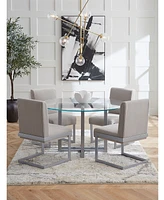 Emila 54" Round Glass Mix and Match Dining Table, Created for Macy's