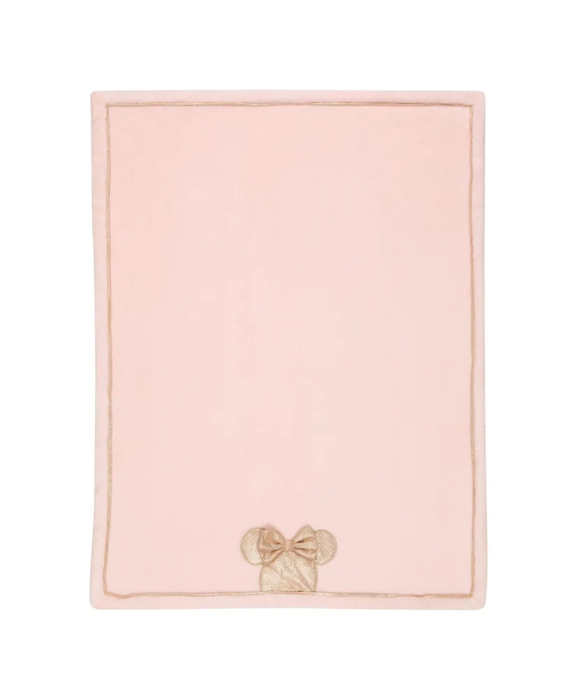 Lambs & Ivy Disney Baby Pink/Rose Gold Minnie Mouse Appliqued Baby Blanket
