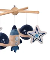 Lambs & Ivy Sky Rocket Planets/Stars Musical Baby Crib Mobile Soother Toy- Blue