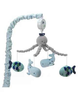 Lambs & Ivy Oceania Blue/Gray Whale/Fish Nautical/Ocean Musical Baby Crib Mobile