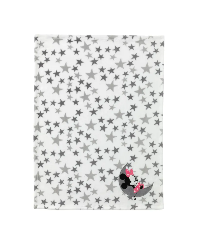 Lambs & Ivy Disney Baby Minnie Mouse Gray/White Fleece Baby Blanket by