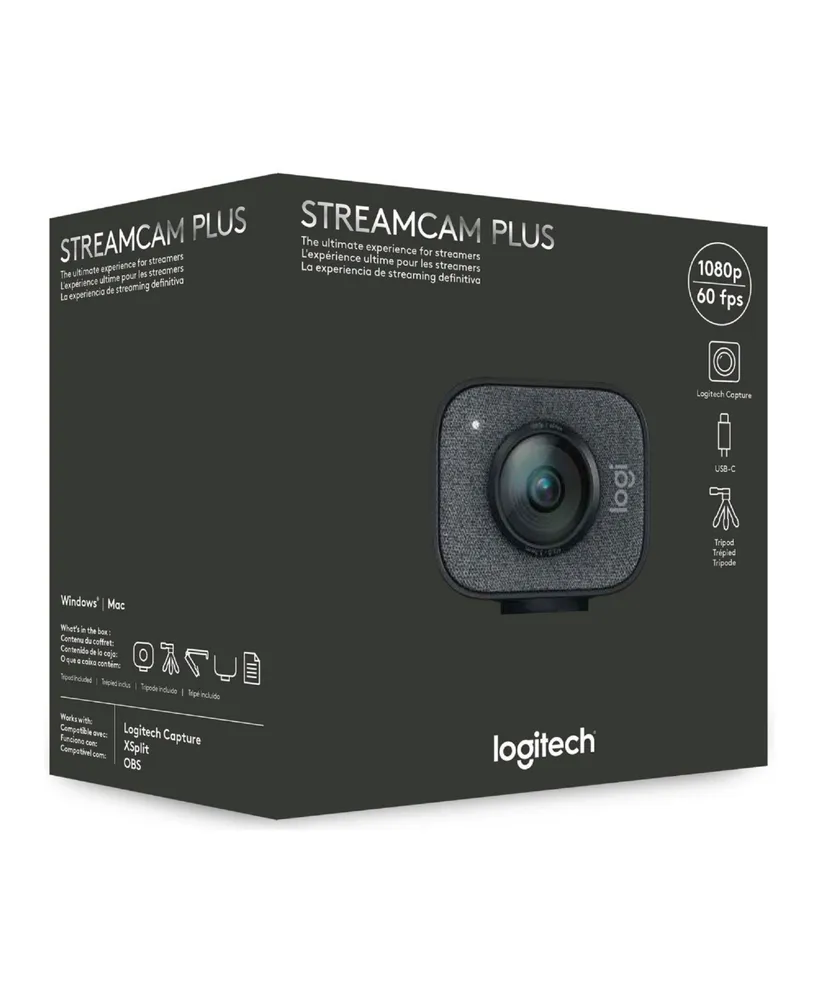 Logitech Streamcam Plus Webcam With Tripod (Graphite) With Charging Hub