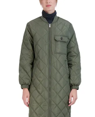 Sebby Collection Women's Long Diamond Quilt Jacket