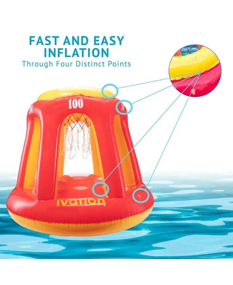 Ivation Inflatable Floating Pool Toy, Hoop & Ball for Swimming Pool