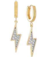 Esquire Men's Jewelry Cubic Zirconia Lightning Bolt Drop Earrings in 14k Gold-Plated Sterling Silver, Created for Macy's