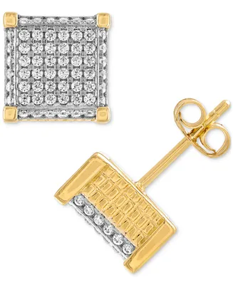Esquire Men's Jewelry Cubic Zirconia Square Cluster Stud Earrings, Created for Macy's