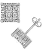 Esquire Men's Jewelry Cubic Zirconia Square Cluster Stud Earrings, Created for Macy's