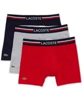 Lacoste Men's Stretch Boxer Brief Set, 3-Pack - Navy Blue, Silver