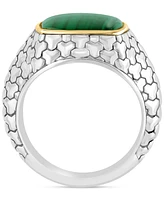 Effy Men's Malachite Patterned Ring in Sterling Silver and 14k Gold-Plate