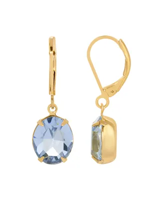 2028 14K Gold-tone Light Blue Oval Crystal Earrings