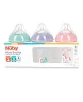 Nuby Baby Baby Bottles with Slow Flow Nipple, 3 Pack