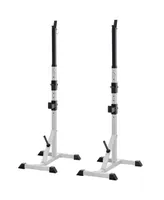 Soozier 2-Piece Steel Height Adjustable Barbell Squat Rack and Bench Press