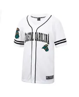 Men's Colosseum White Coastal Carolina Chanticleers Free-Spirited Full-Button Baseball Jersey