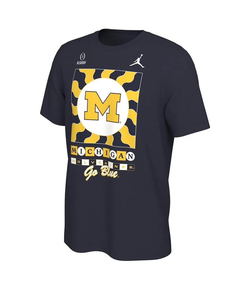 Men's Jordan Navy Michigan Wolverines College Football Playoff 2022 Fiesta Bowl Media Night T-shirt