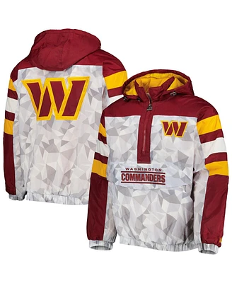 Men's Starter White, Burgundy Washington Commanders Thursday Night Gridiron Raglan Half-Zip Hooded Jacket