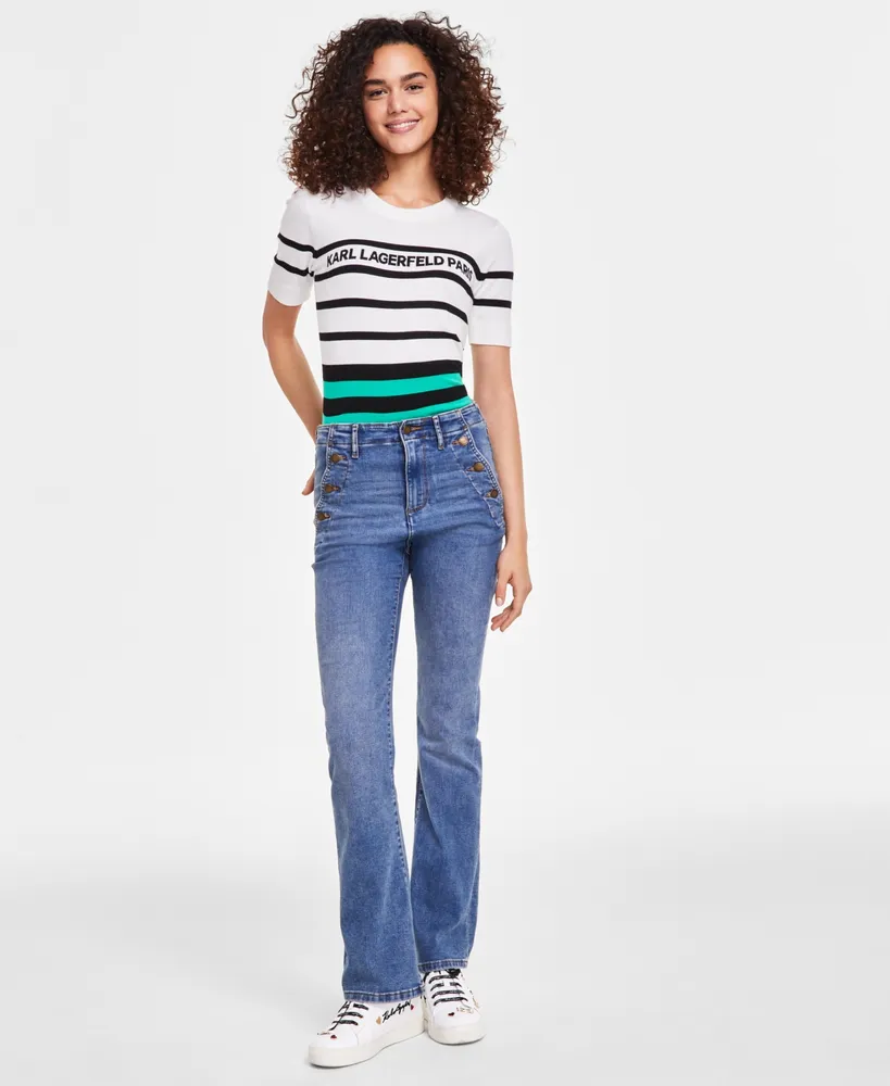 Karl Lagerfeld Paris Women's Sailor Flared-Leg Jeans