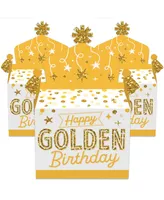 Big Dot of Happiness Golden Birthday Treat Box Favors Happy Birthday Party Goodie Gable Boxes 12 Ct
