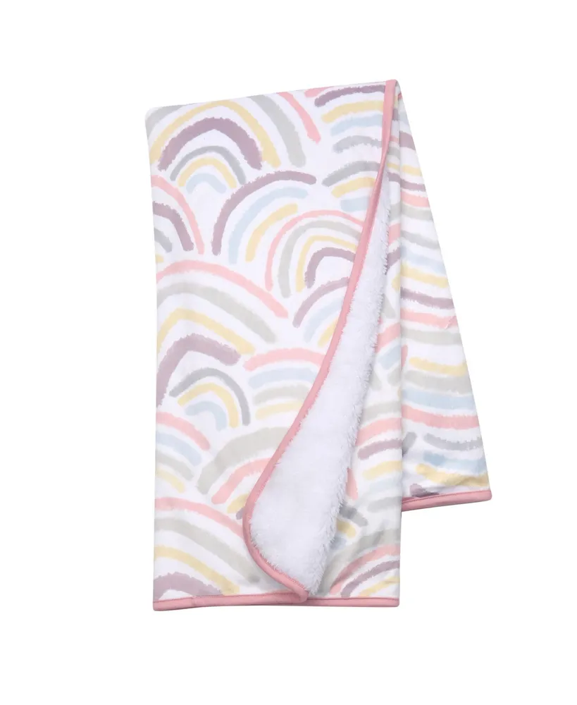 Lambs & Ivy Signature Rainbow Minky/Faux Shearling Soft Fleece Baby Blanket