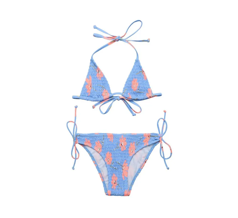 Snapper Rock Toddler, Child Girls Beach Bloom Shirred Triangle Bikini